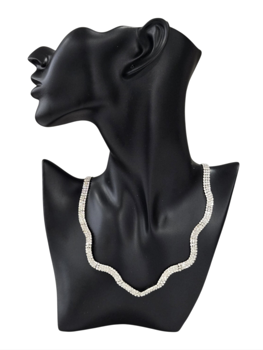 Sparkling Silver Wave Necklace Elegant Jewelry Statement Accessory